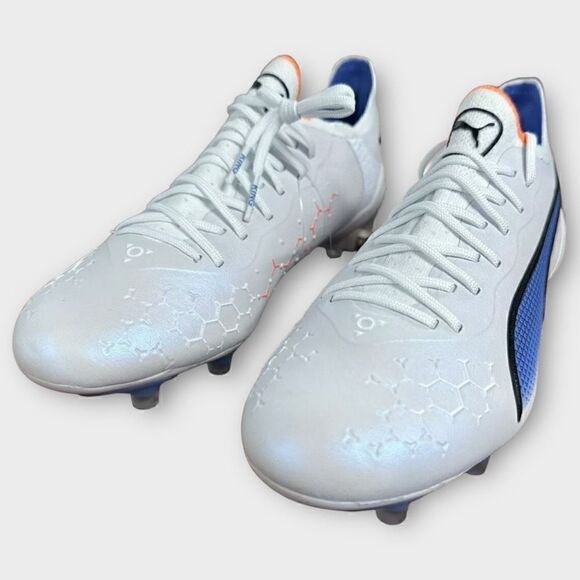Puma King Ultimate Fg/Ag White Blue Soccer Cleats Womens size 8 107262-01 New - Picture 5 of 10